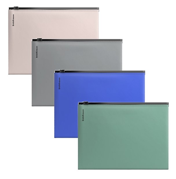 Папка на молнии А5+ "Matt Navy", пластик, ассорти, Erich Krause 3180979 — 1