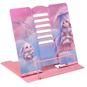 Подставка для книг/учебников "АЛИСА" розовая, металл., фигурная вырубка