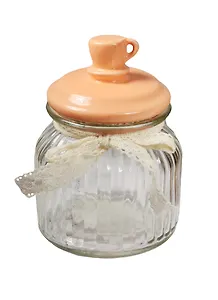 Баночка стекло с керамической крышкой Оранжевая чашка (600 мл) (40626)