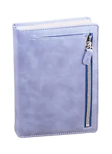 Ежедневник недат. А5 160л Шеврет голубой, кожзам, тв. переплет, с поролоном, карман на молнии, офсет, ляссе