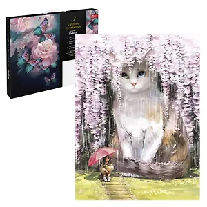 Картина по номерам "Кот в сакуре" 30х40 см