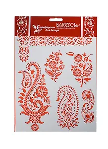 Трафарет пластиковый многоразовый Индийские узоры (Л-86) (20х25см)
