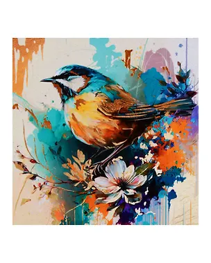 Холст с красками по номерам с золотой поталью "Синица на ветке", 40 х 40 см 3026605