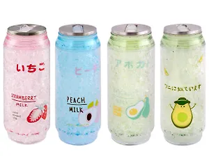 Стакан в форме банки Фрукты (пластик) (400мл) в ассортименте