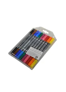 Фломастеры 10цв "Dоuble Dоuble"двухсторонние, водн.основа, пл/уп., подвес, ALPINO