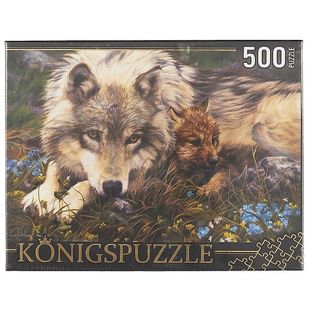 Пазл 500 эл. Konigspuzzle Люси Билодо Волчица и волчонок (АЛК500-8330) (500х345мм) (3+) (коробка) (Ko 2614153 — 1