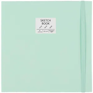 Скетчбук 195*195 40л "Free hand. No. 4" мятный, гладкая бумага, 140г/м2, тв.обложка, резинка