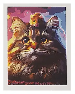 Холст с красками по номерам "Кошка и мышка", 30 х 40 см