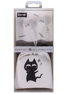 Наушники с мешочком Кошки чёрно-белые (E33)