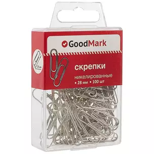 Скрепки 28мм 100шт никел., пл/уп, GoodMark — 238899 — 1