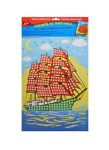 Самокл. мерцающая мозаика из мягкого пластика Парусник (С2258-06) (набор для/творчества) (упаковка)