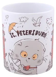 Кружка СПб Басик и ростральные колонны (керамика) (330мл) (коробка)