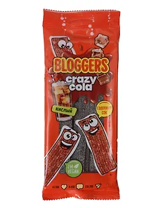Мармелад жевательный BLOGGERS Крейзи кола со вкусом колы (ремешки), 75г