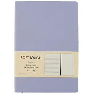Книга для записей А5 80л "Soft Touch. Нежный лавандовый" иск.кожа, инт.обл., лин., тчк., нелин., ляссе, инд.уп. 262430