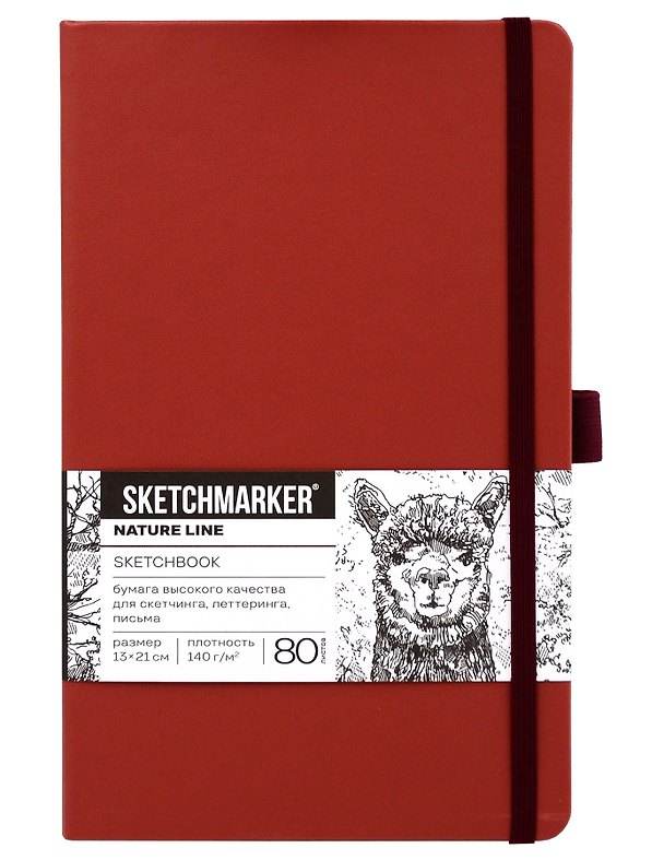 Скетчбук 13*21 80л "Sketchmarker" красный винтаж, 140г/м2, слоновая кость, тв.обл. 3178879 — 1