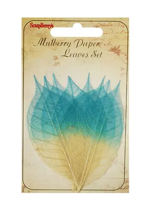 ХОББИ И ТЫ ScrapBerrys Скелетированные листочки из бананового дерева, набор 8 шт, бело-голубые 2496884