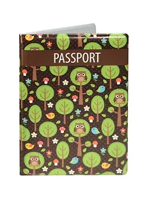 Обложка для паспорта Совы и птички в лесу