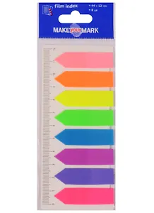 Закладки самоклеящиеся 8 цветов * 10 листов, "Стрелки", неон