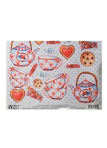 Декупажная карта Чашки на голубом (E-084) (упаковка)