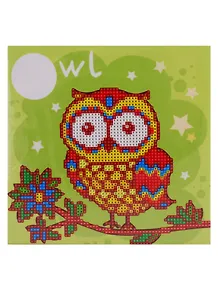 Набор для творчества TUKZAR Алмазная мозаика 20х20см Сова, на подрамнике, частичная выкладка
