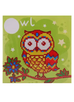 Набор для творчества TUKZAR Алмазная мозаика 20х20см Сова, на подрамнике, частичная выкладка 2792420