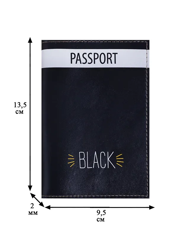 Обложка для паспорта Black (кожа) (ПВХ бокс) (ОК2018-16) 2675499 — 2