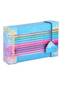Карандаши цветные Faber-Castel "Sparkle", 20 цв.+точилка, трехгран., метал. короб, Faber-Castell