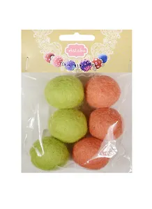 Набор бусин валяных из шерсти (3 см) (6 шт) (салат., корал.) (14-00941-J16)