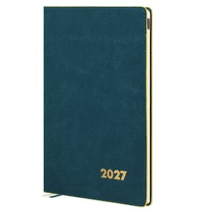 Еженедельник дат. 2027г. А5+ 80л "Нубук" морская волна, кожзам, мягк. переплет, тисн.фольгой, офсет, справ.мат-лы, закругл.углы, 2 ляссе, инд.уп