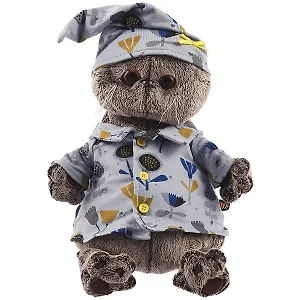 Мягкая игрушка Басик в голубой пижаме в цветочек (30 см) (Ks30-126)
