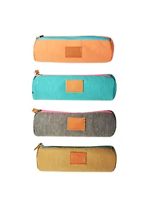 Пенал-косметичка 20*6 овальный, на молнии, шерст.трикотаж, кож.лейбл, инд.уп., ассорти