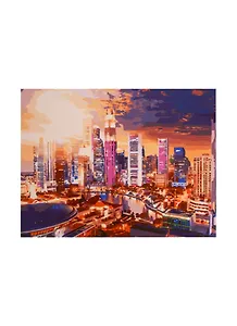 Набор для раскрашивания по номерам ТМ Рыжий Кот Холст с красками 40х50см по номерам Небоскребы в ночи Х-9188