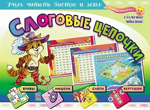 Учебный плакат "Слоговые цепочки. Учусь читать быстро и легко". 8 цветных карт, Формат А4