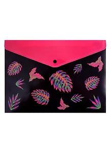 Папка-конверт А4 на кнопке "Неоновые листья"