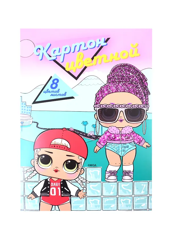 Картон цветной 08цв 08л А4 "LOL" 2цв металлиз., карт.папка 256921 — 3