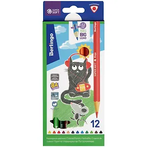 Карандаши цветные Berlingo, "SuperSoft. Жил-был кот", 12 цветов