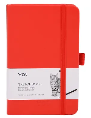 Скетчбук 9*14 80л "Yoi" красный, 140г/м2, слоновая кость, тв.обл., Yoi 3144794