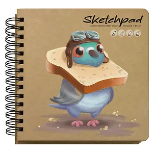 Скетчбук 200*200 120л "ОТВАЖНЫЙ ЛЕТЧИК" крафт бумага 80г/м2, карт.обл., тв.подложка, гребень