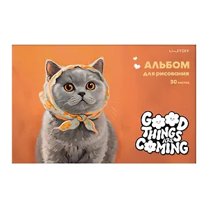 Альбом для рисования 30л А4 "Pure Orange Cuteness" склейка, мел.картон, твин-лак