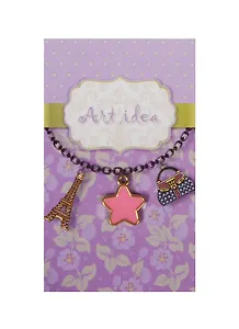 Кулон желтый Звездочка с эмалью розовая (QA-5600) (1,8см)