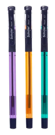 Ручка шариковая синяя,"Neon", масляные чернила, 0,7 мм, ассорти, Schiller 3049589