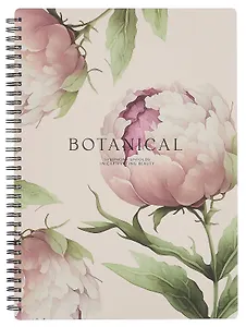 Тетрадь А4 96л кл. "Peony", пудровый, спираль, карт.обл., микротекстурирование, ламинация