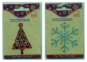 Набор для творчества FANCY CREATIVE Наклейка из страз Ёлка/Снежинка 6*6см, полимерная в асс.