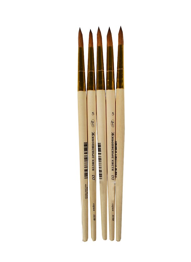 Кисть колонок круглая №5 ручка короткая, лак, серия 1050 /1150, ЖК 219539 — 1
