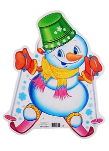 Мини-плакат "Снеговик на лыжах"