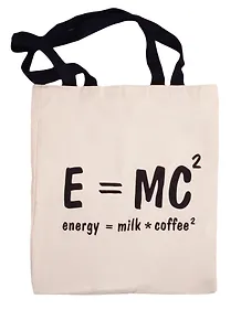 Сумка-шоппер E=MC (Energy=milk*coffee)  бежевая, текстиль 40см.*32см.