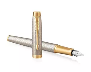 Ручка перьевая Parker, IM Premium Warm Silver GT, синяя — 243007 — 1