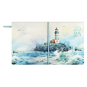 Планинг дат. 2025г. 64л 175х105 "Наппа. Маяк" карманный, кожзам, мягк. переплет, тисн. фольгой, офсет, ляссе