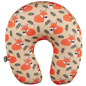 Подушка на шею антистресс «Лисы на бежевом фоне», (35х35 см)
