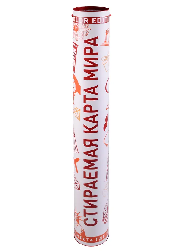 Книга Стираемая карта мира (скретч-карта) "NEW Color Edition", 42х59 см (красная, стираемый слой - серебро) () — 1